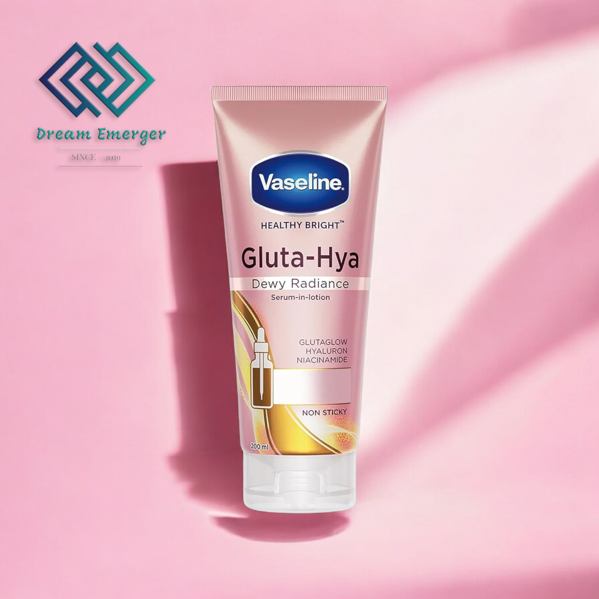 Vaseline Gluta-Hya Dewy Radiance Lotion for Face & Body | Gives Brighter Skin | Glutathione & Niacinamide Infused Moisturizer, 200mlVaseline Gluta-Hya Dewy Radiance Lotion for Face & Body | Gives Brighter Skin